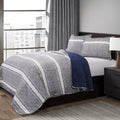 Lush Decor Lush D  cor Martlon Stripe 3 Piece Quilt Set, Full/Queen, Gray