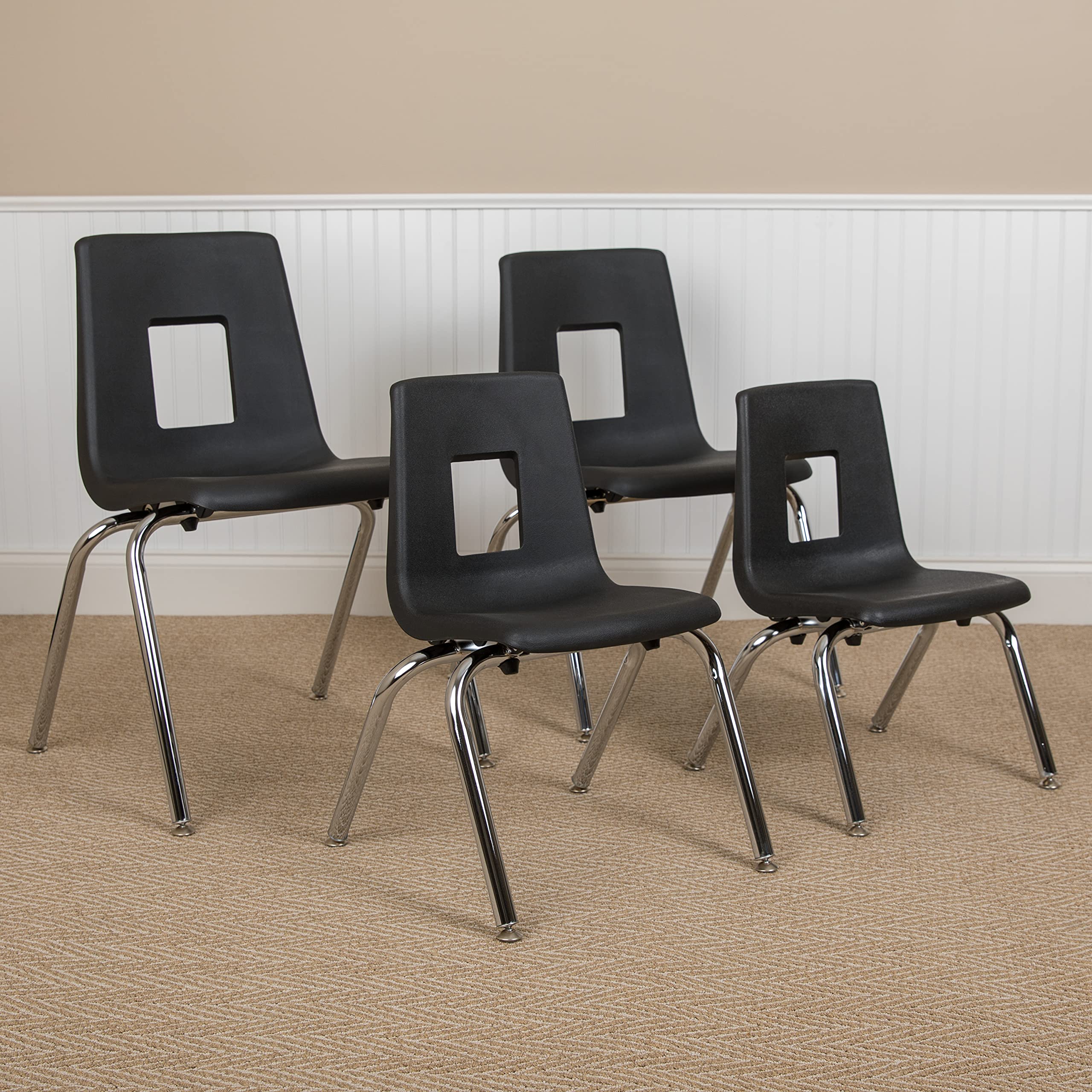 Flash Furniture Mickey Advantage 4-pack Black Student Stack School Chair - 16-inch