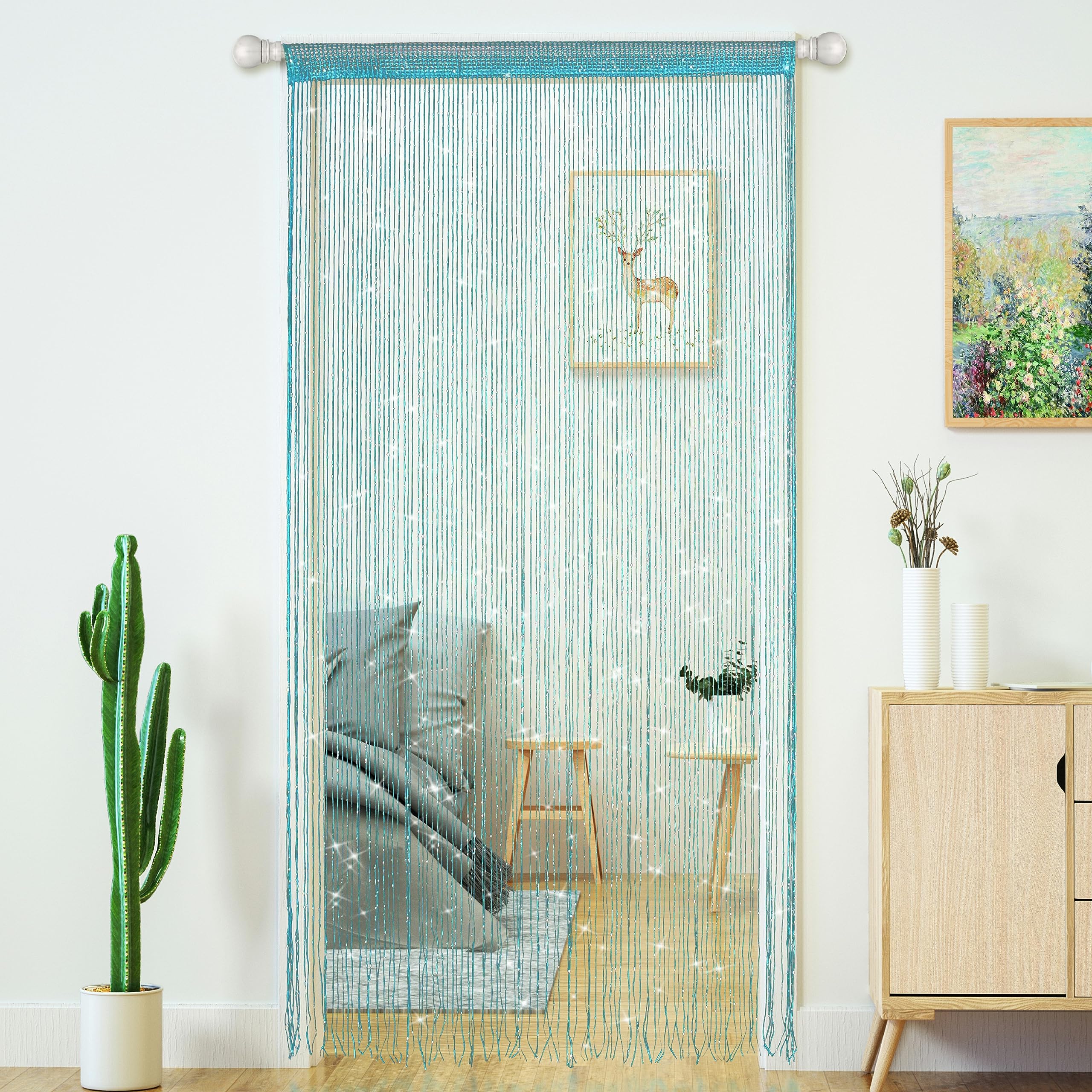 4 Pcs String Curtains for Doorways Glitter Beaded Curtains Door Sparkle Beads Curtain Open Closet Laundry Hanging Hippie Glisten