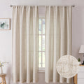 Tollpiz Short Linen Curtain Living Room Rod Pocket Semi Sheer Curtains Burlap Light Filtering Thick Linen Drape for Bedroom, 54 