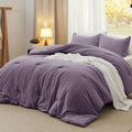 Bedsure Oversized Queen Comforter Set, Grayish Purple Prewashed Bed Comforter for All Seasons, 3 Pieces Warm Bedding Sets, 1 Lig