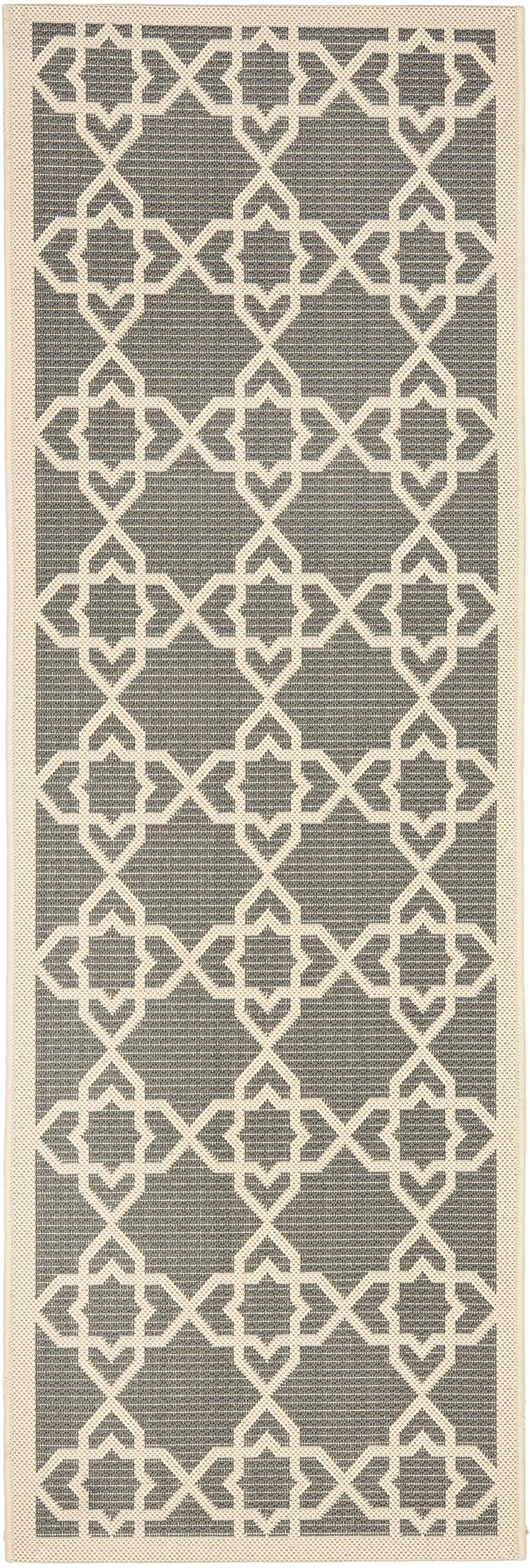 SAFAVIEH Courtyard Collection Runner Rug - 23 x 12, Grey & Beige, Non-Shedding & Easy Care, Indoor/Outdoor & Washable-Ideal fo