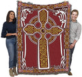 Pure Country Weavers Celtic Knots Cross with Unicorn Blanket - Red - Gift Tapestry Throw Woven from Cotton - Made in The USA (72