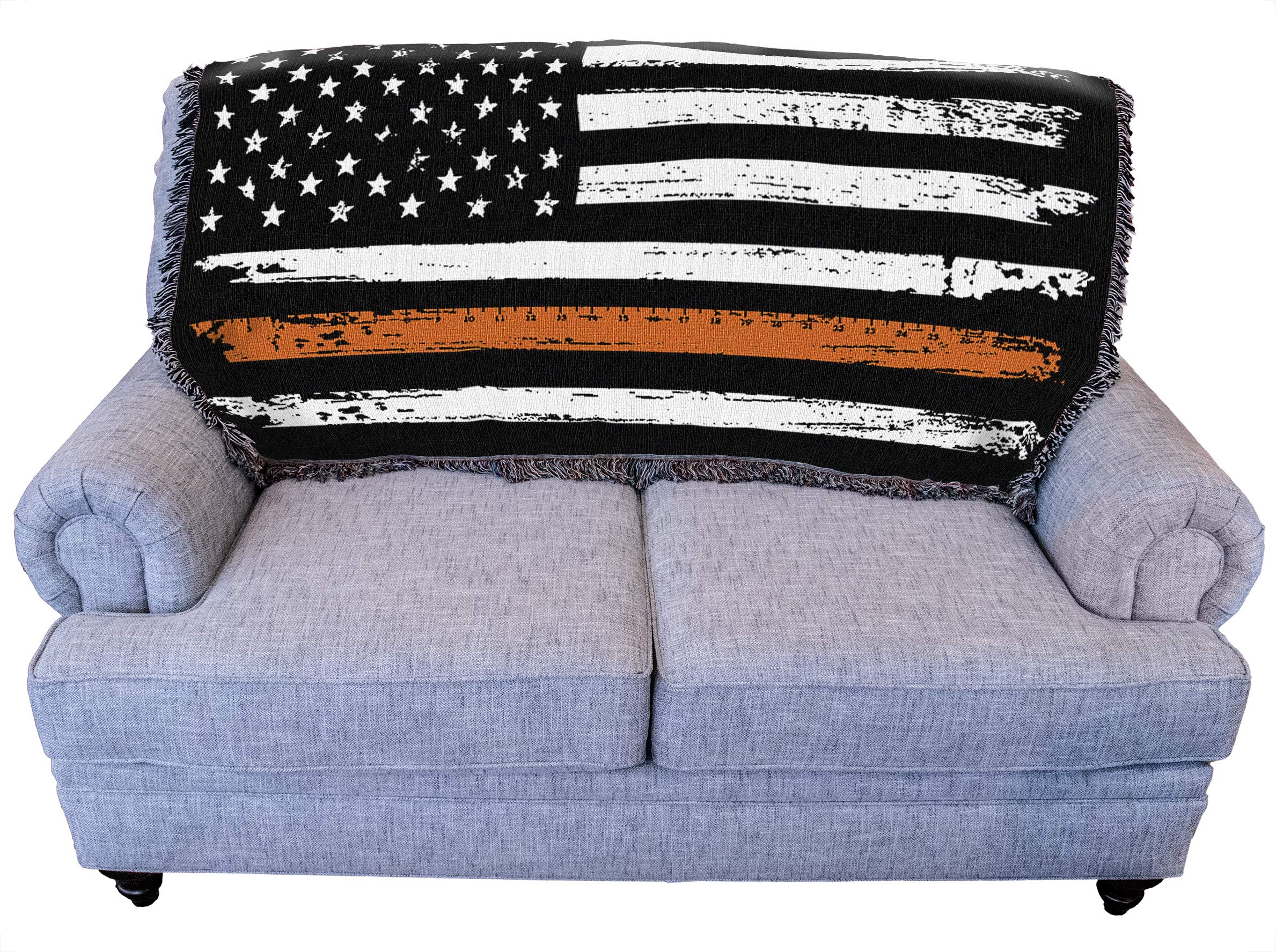 Pure Country Weavers Teacher - Ruler Line American Flag Blanket - Gift Tapestry Throw for Back of Couch or Sofa - Woven from Cot