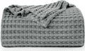 Utopia Bedding Cotton Waffle Blanket 300 GSM (Cool Grey - 90x108 Inches) Soft Lightweight Breathable Bed Blanket King Size Layer