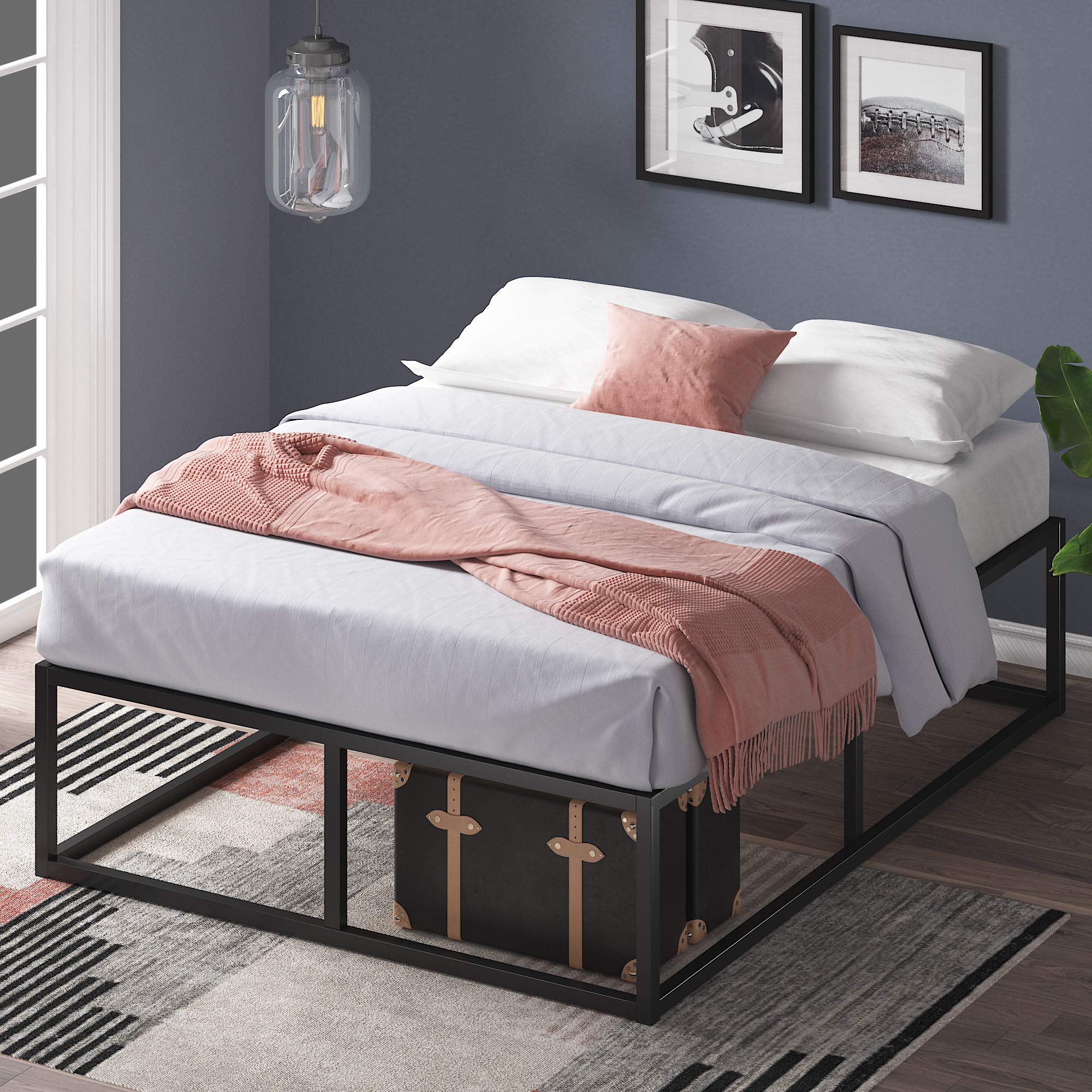 ZINUS Joseph Metal Platforma Bed Frame / Mattress Foundation / Wood Slat Support / No Box Spring Needed / Sturdy Steel Structure