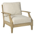 Signature Design by Ashley Clare View Outdoor Eucalyptus Wood Lounge Chair - Cushioned with Nuvella Fabric, 5-Step Protective Fi