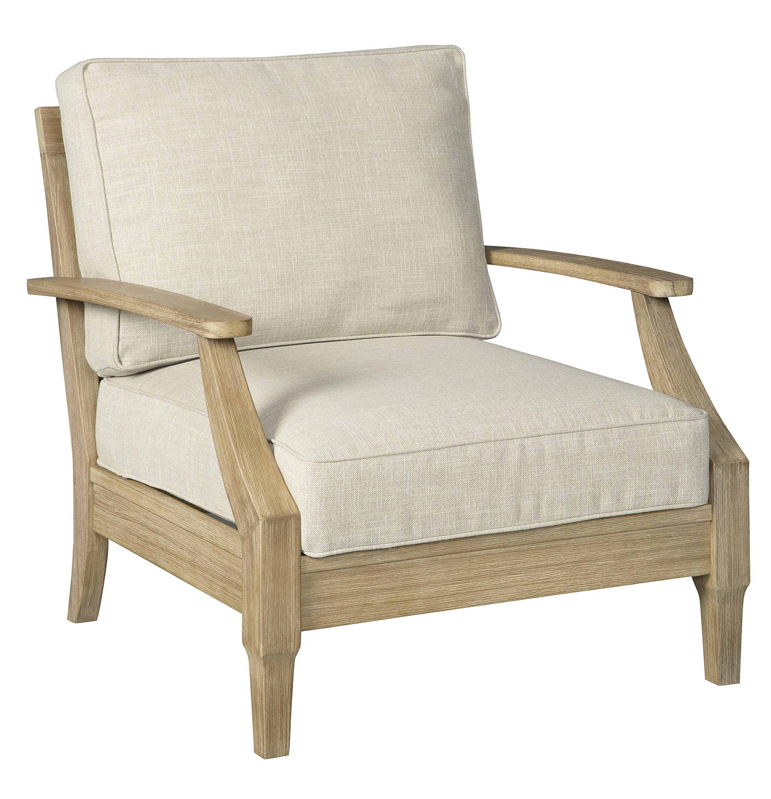 Signature Design by Ashley Clare View Outdoor Eucalyptus Wood Lounge Chair - Cushioned with Nuvella Fabric, 5-Step Protective Fi