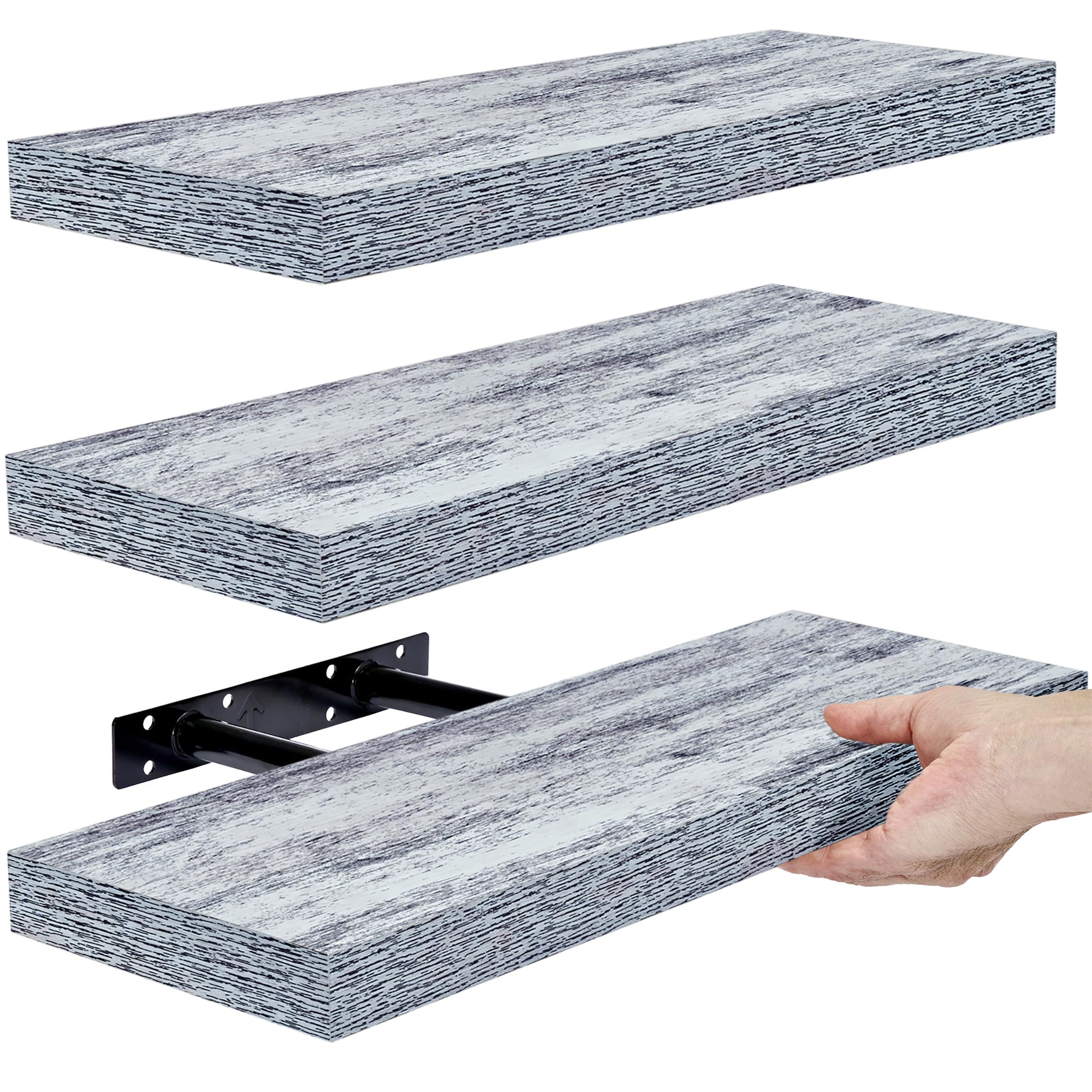 Sorbus Floating Shelves - 3 Pack 16 Inch Rustic Blue Wall Shelves for Bedroom, Kitchen, Living Room, Bathroom Shelves, Home Deco