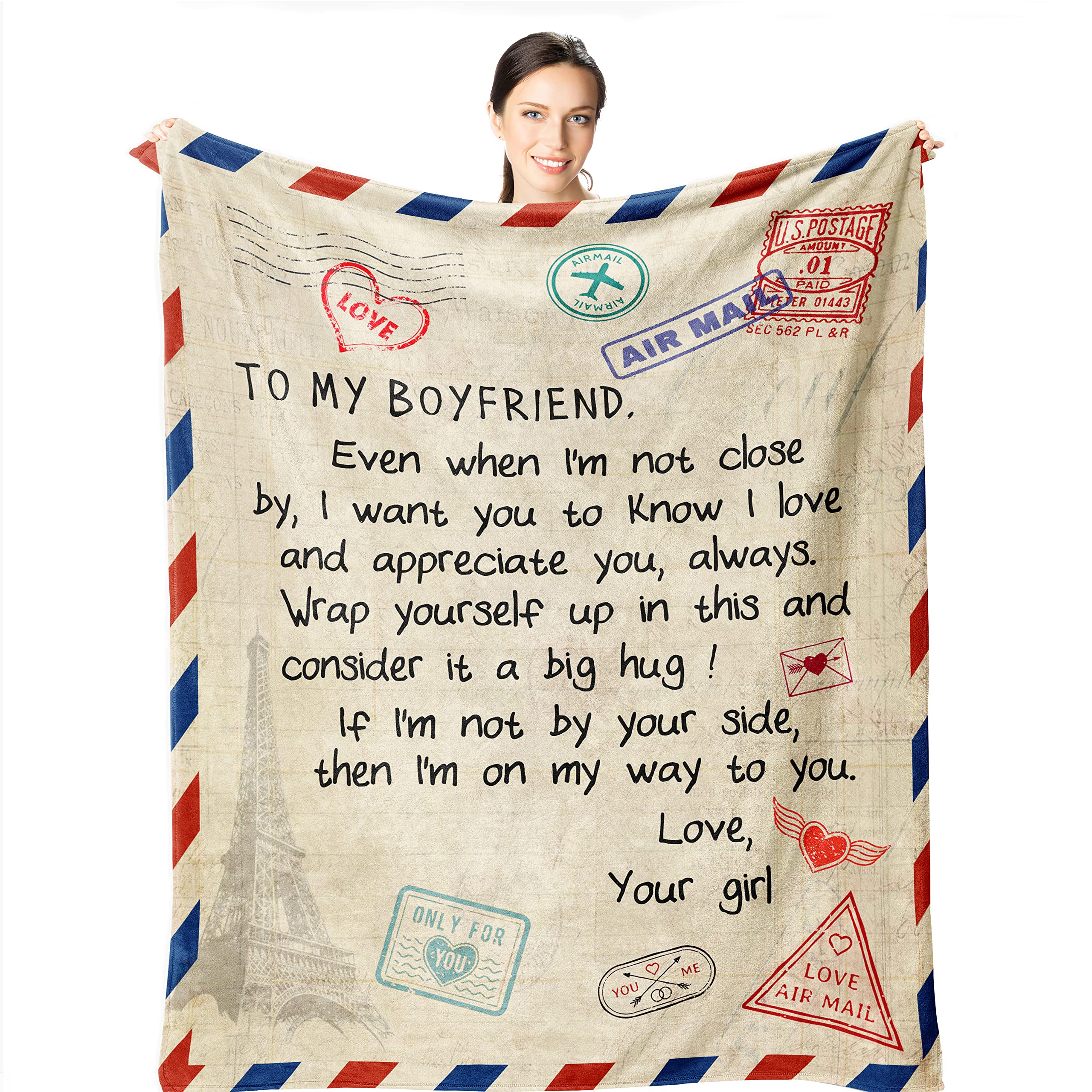 Wisegem Gifts for Boyfriend - Boyfriend Gift from Girlfriend Blanket 60x50 for Him Boyfriend Christmas - Best Presents for BF Pr