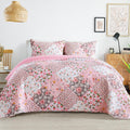 Whale Flotilla Reversible Patchwork Quilts King Size, Lightweight Boho Printed Bedspreads Coverlets Quilt Bedding Set with 2 Pil