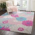 Nourison Passion Grey 8 x 10 Area Rug, Floral, Farmhouse, Easy Cleaning, Non Shedding, Bed Room, Living Room, Dining Room, Kit