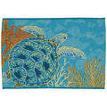 Liora Manne Esencia Machine Washable Non-Slip Low Profile Indoor/Outdoor Mat-Transitional, Coastal, Turtle, Whimsical, Seaturtle