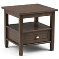 SIMPLIHOME Warm Shaker SOLID WOOD 20 inch Wide Rectangle Transitional End Side Table in Farmhouse Brown for the Living Room and 