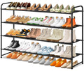 SLEEPING LAMB Long 4-Tier Shoe Organizer for Closet, Stackable Wide Shoe Rack Holds 30-Pairs Low Shoe Shelf Storage for Bedroom,