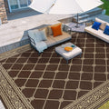 HiiARug 8x10 Outdoor Rug Outdoor Patio Rug, Reversible Waterproof Plastic Straw Rug Large Outdoor Rugs (8x10Ft, Brown)