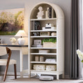 IFGET 71 Tall Arched Bookshelf, 7 Tiers Arch Bookcase with Storage, Modern Farmhouse Book Shelf with Adjustable Shelves, Wood Bo