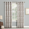 Sun Zero Darren Distressed Woven Jacquard Blackout Grommet Curtain Panel, 50 x 63, Camel