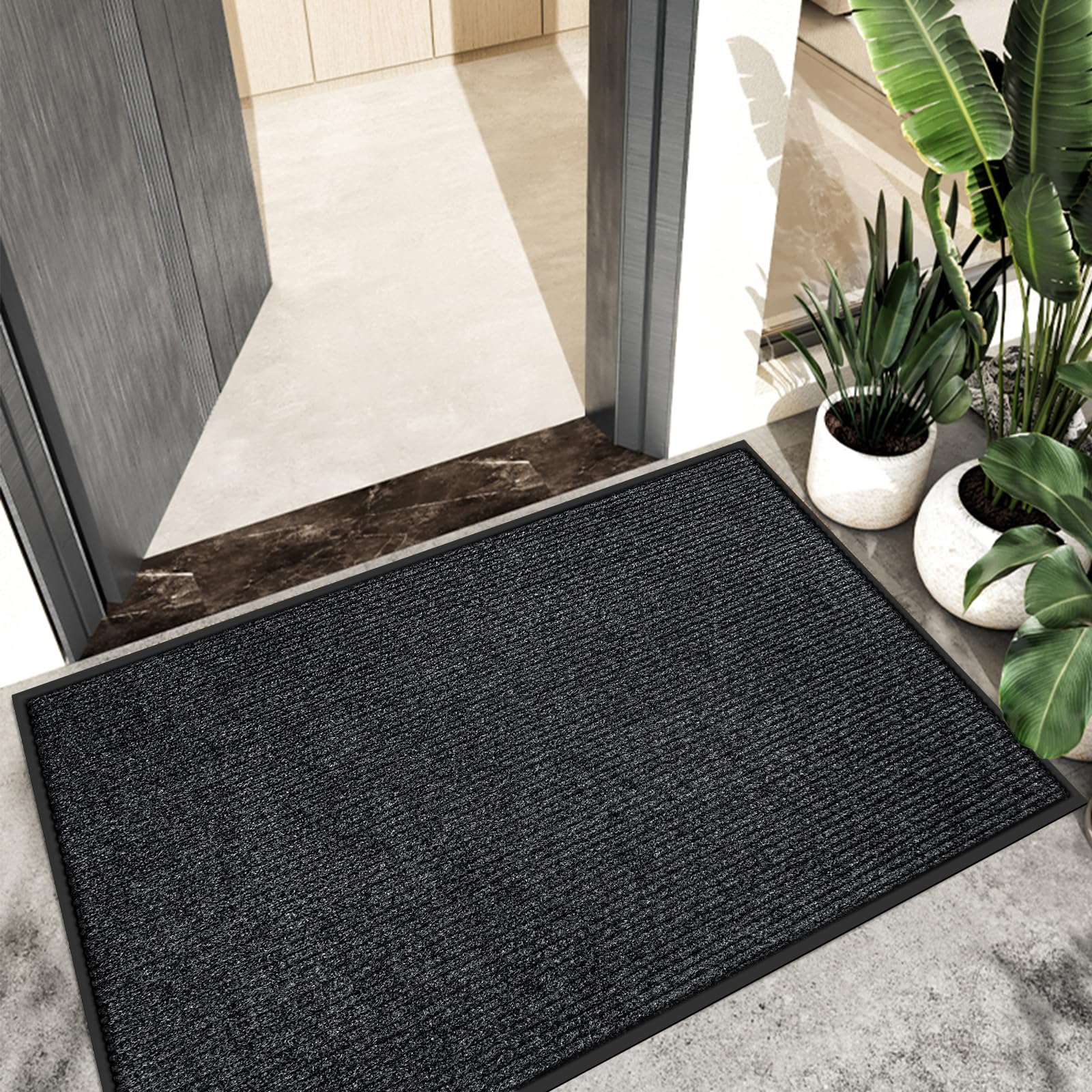 Vicwe Indoor Outdoor Door Mat, 3x4 Heavy Duty Front Door Mat, Non-Slip Washable Doormats Entrance Mats, Dirt Resistant and Abs