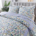 HoneiLife Oversized Queen Quilt - Microfiber Quilt Sets 106x106,3-Piece Floral Bedspreads, Lightweight Coverlets, Wildflower Qui