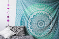 raajsee Indian Cotton Green Tapestry Mandala Wall Hangings- Tapestry For Bedroom - Indie Wall Tapestry Hippie Room Decor - Boho 