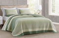 Chezmoi Collection Reed 3-Piece Chic Patchwork Striped Quilt Set - Green Floral Coverlet - Pre-Washed Cotton Lightweight Reversi