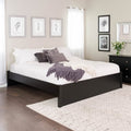 Prepac Select King 4-Post Raised Platform Bed with Under Bed Storage Space, Modern King Storage Bed 83 D x 79 W x 16 H, Black, B