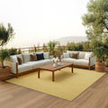Nourison Positano Indoor/Outdoor Yellow 10 x 14 Area Rug, Easy Cleaning, Non Shedding, Bed Room, Living Room, Dining Room, Bac