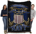 Pure Country Weavers PCW - US Navy - The Sea Is Ours 3 Blanket - Gift Military Tapestry Throw Woven from Cotton - Made in The US