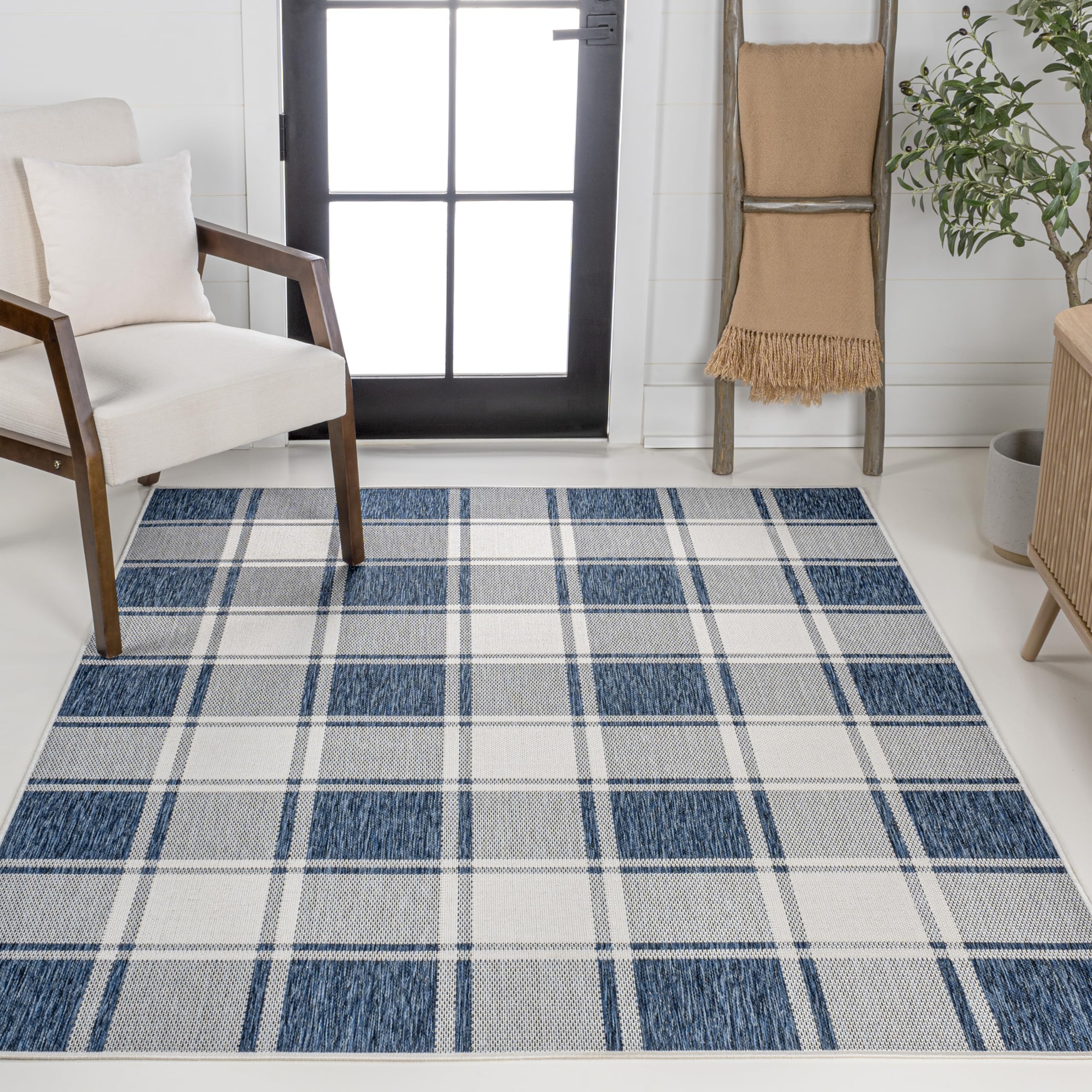 JONATHAN Y TSN203B-3 Sabine Traditional Farmhouse Bold Gingham 3 ft. x 5 ft. Indoor/Outdoor Area Rug Easy-Cleaning, for Backyard