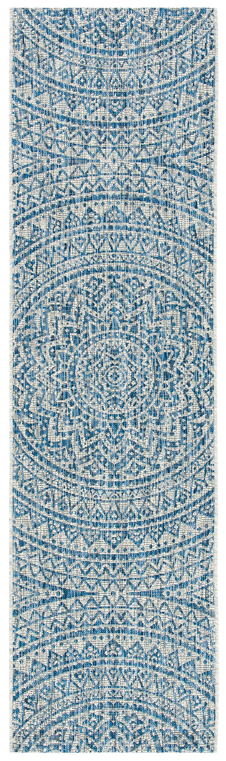 SAFAVIEH Courtyard Collection 23 x 14 Grey/Blue CY8734 Indoor/ Outdoor Waterproof Easy Cleaning Patio Backyard Mudroom Runner 