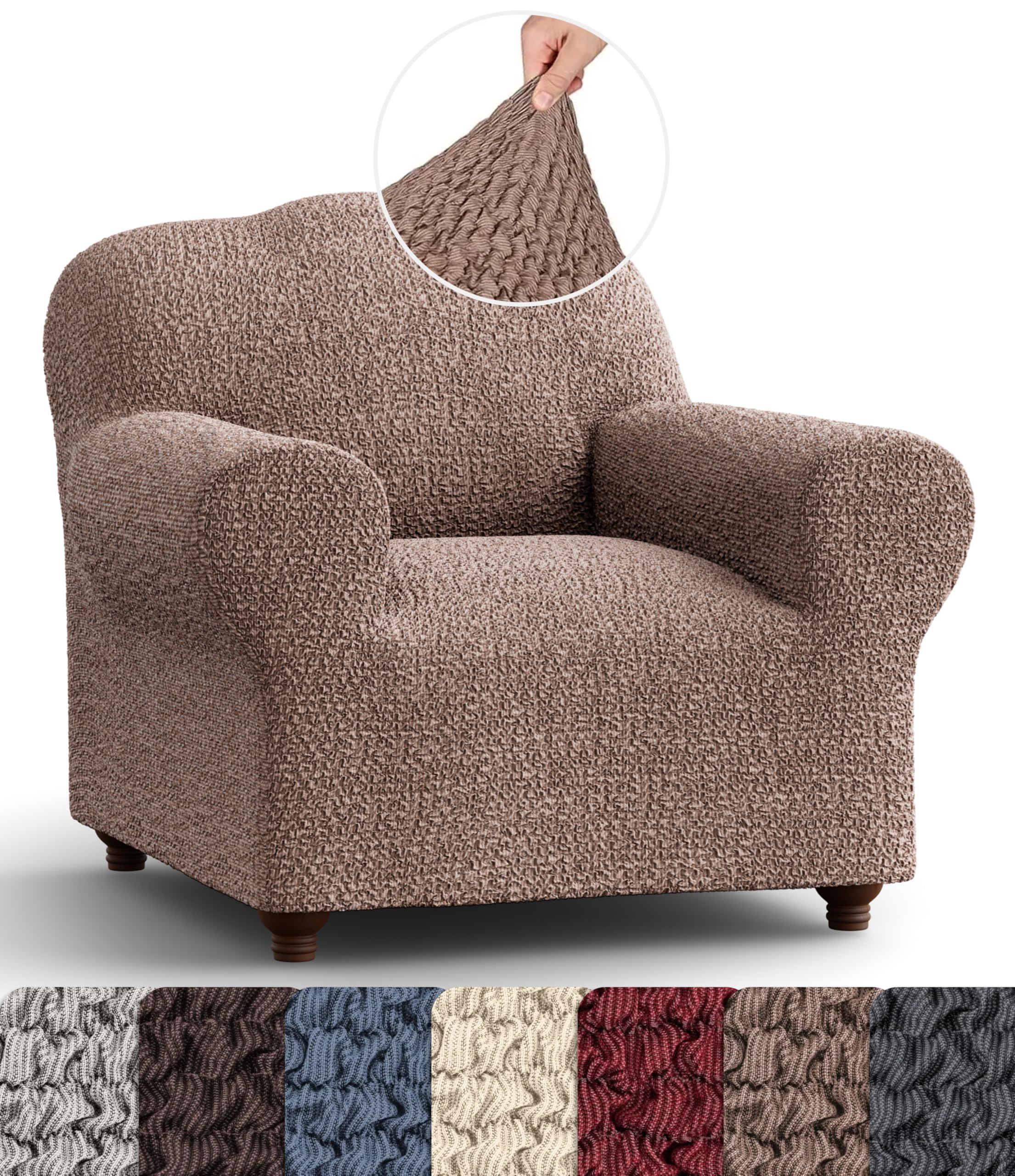 PAULATO BY GA.I.CO. Chair Cover - Armchair Cover - Armchair Slipcover - Cotton Fabric Slipcover - 1-Piece Form Fit Stretch Styli