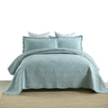 MarCielo 3-Piece 100% Cotton Oversized Bedspread Set Coverlet Set Lightweight Quilt Set Embroidery Farmhouse Bedding Set (Shasta