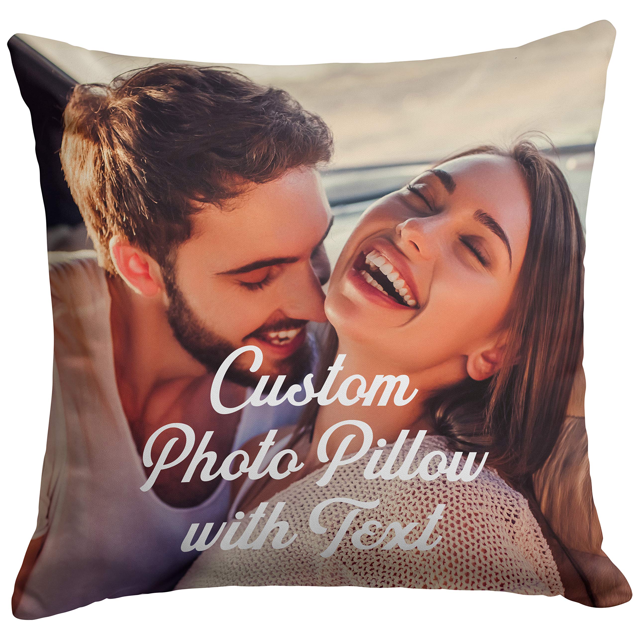 Custom Love, Couple Photo Pillow w Any Picture | 16x16 - Optional Insert | Personalized Cover with Your Loved Ones - Custom Coup
