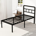 DiaOutro 18 Inch Twin XL Bed Frame with Headboard No Box Spring Needed Metal Platform Heavy Duty Steel Slat Mattress Foundation/