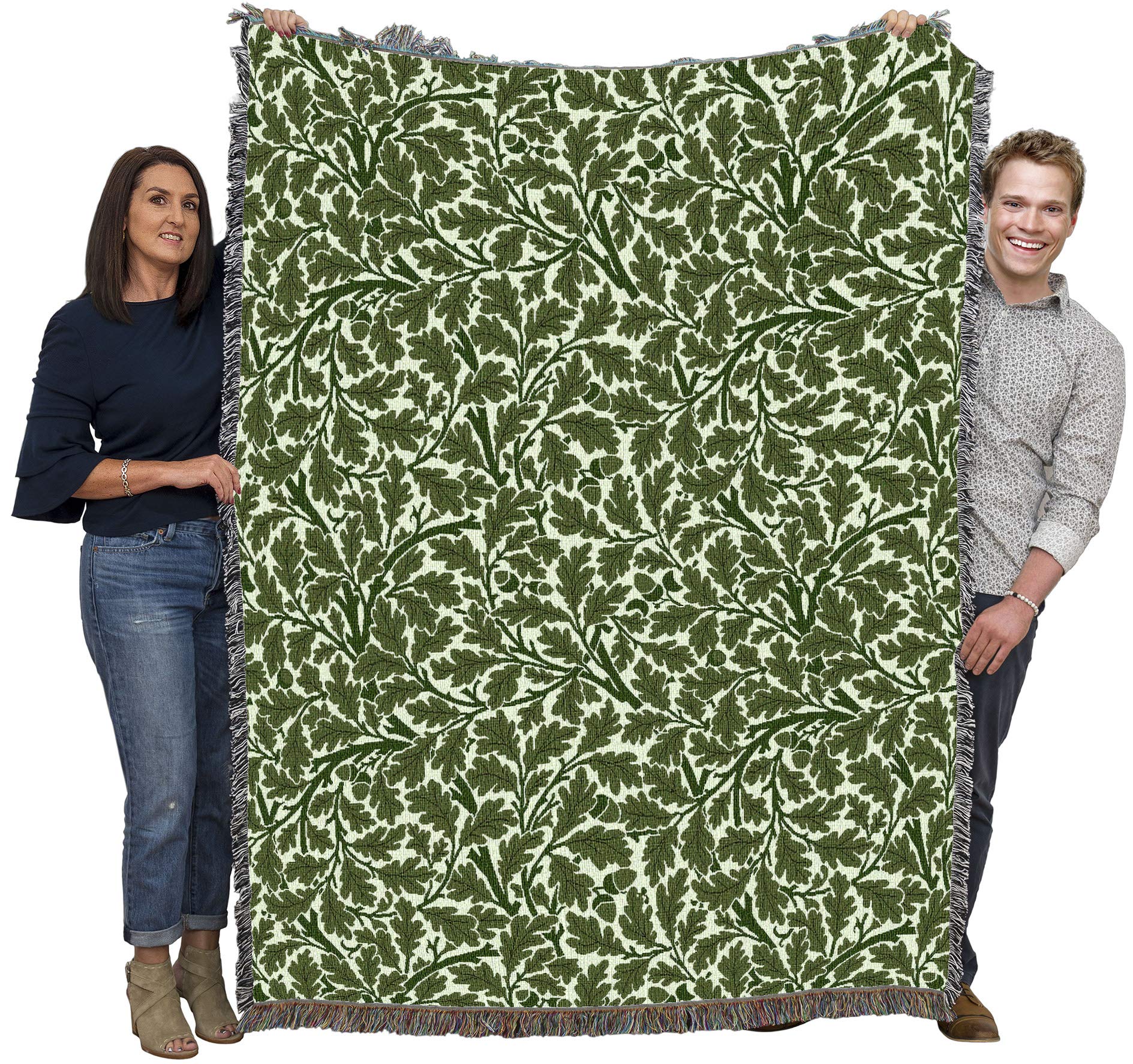 Pure Country Weavers William Morris Oak Tree Green Blanket - Arts & Crafts - Gift Tapestry Throw Woven from Cotton - Made in The