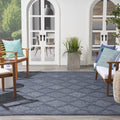 Nourison Home Easy Care Moroccan Navy Blue 8 x 10 Area Rug, Trellis, Easy Cleaning, Non Shedding, Bed Room, Living Room, Dinin