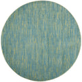 Nourison Essentials Indoor/Outdoor Blue Green 8 x Round Area Rug, Easy Cleaning, Non Shedding, Bed Room, Living Room, Dining Ro
