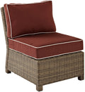 Crosley Furniture Bradenton Armless Outdoor Sectional Chair, Wicker Patio Chairs for Porch, Deck, Backyard, Brown with Sangria C