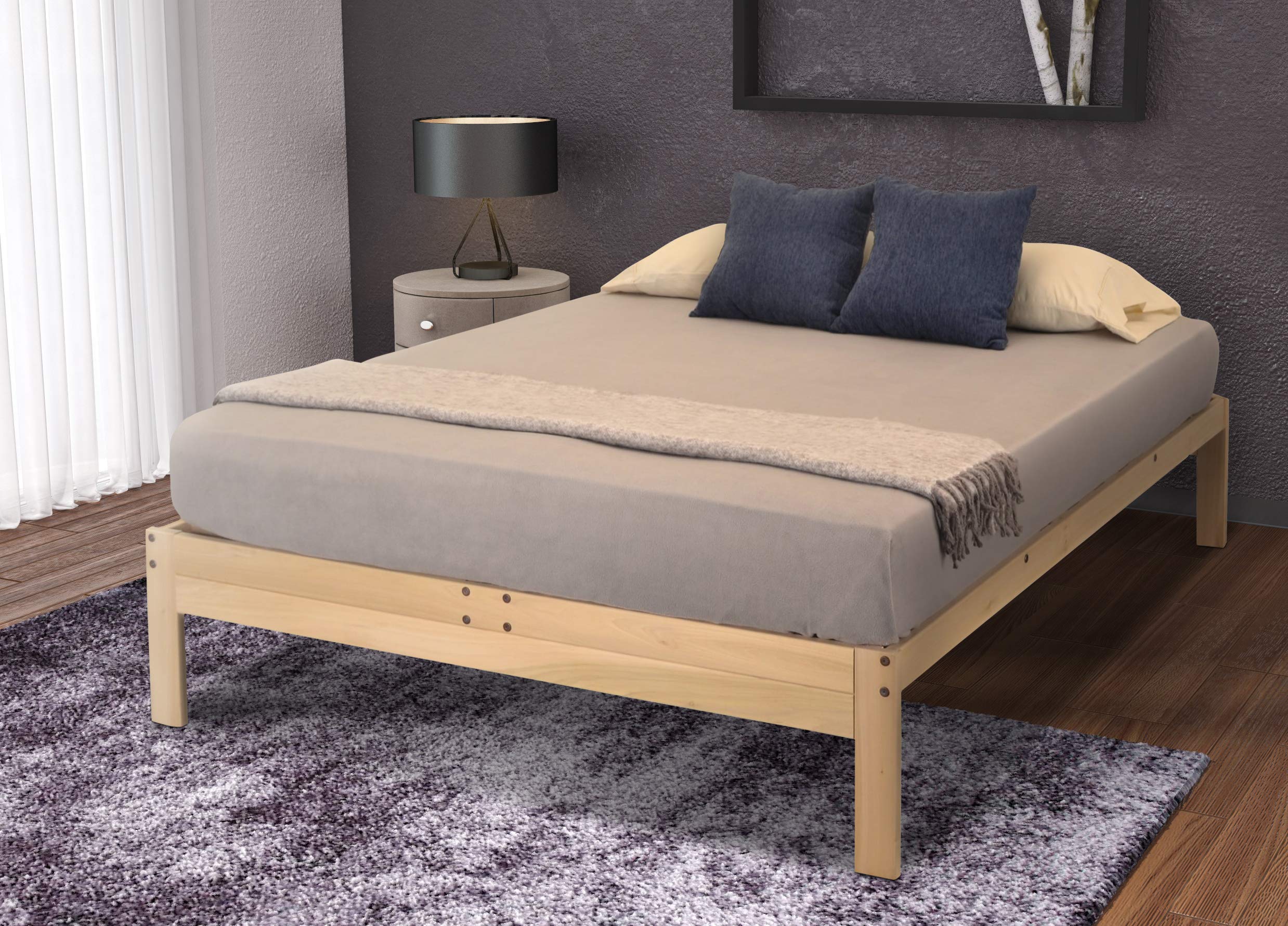 KD Frames Nomad Platform Bed - Twin Bed Frame - Unfinished Wood Bed Frame - Minimalist Swedish Design - Natural Wood Bed - Easy 
