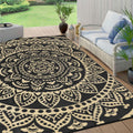 Bsmathom Waterproof Outdoor Rug 9x12ft Large Reversible Boho Plastic Straw Patio Deck Camping Rugs, Indoor Outdoor Portable RV M