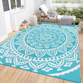 Bsmathom Waterproof Outdoor Rug 8x10 Reversible Boho Plastic Straw Patio Deck Camping Rugs, Indoor Outdoor Portable RV Mat Cle