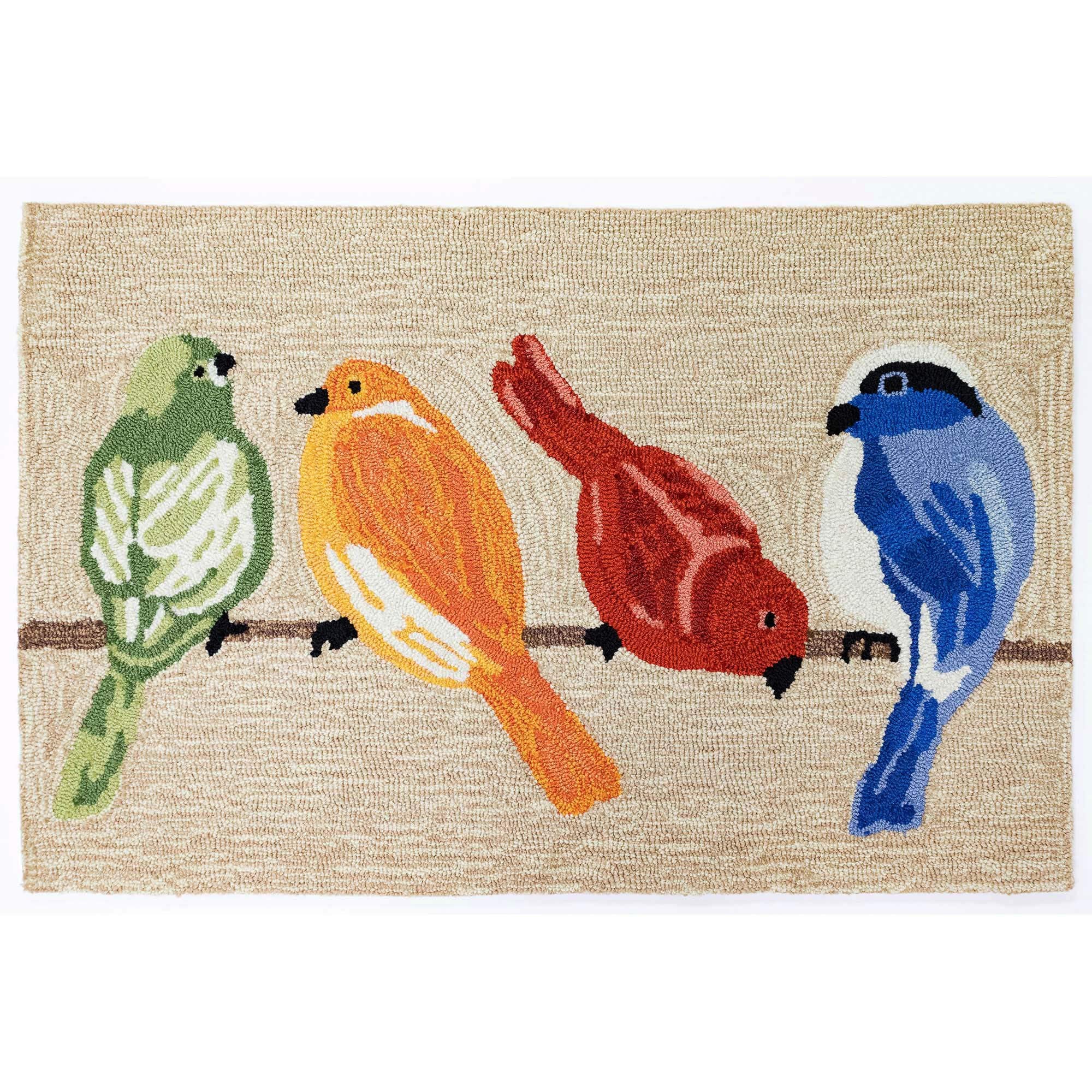 Liora Manne Frontporch Hand-Tufted Indoor/Outdoor Easy Care Area Rug Rug-Transitional, Nature, Animal, Contemporary, Birds Neutr