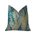 Plutus Brands Plutus Fun Paisley Handmade Throw Pillow, 20 x 30 Queen, Blue/Yellow/Green