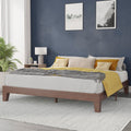 Flash Furniture Evelyn Wooden Platform Bed - Walnut Finish - King - Wooden Slat Support - No Box Spring Required - Easy Assembly