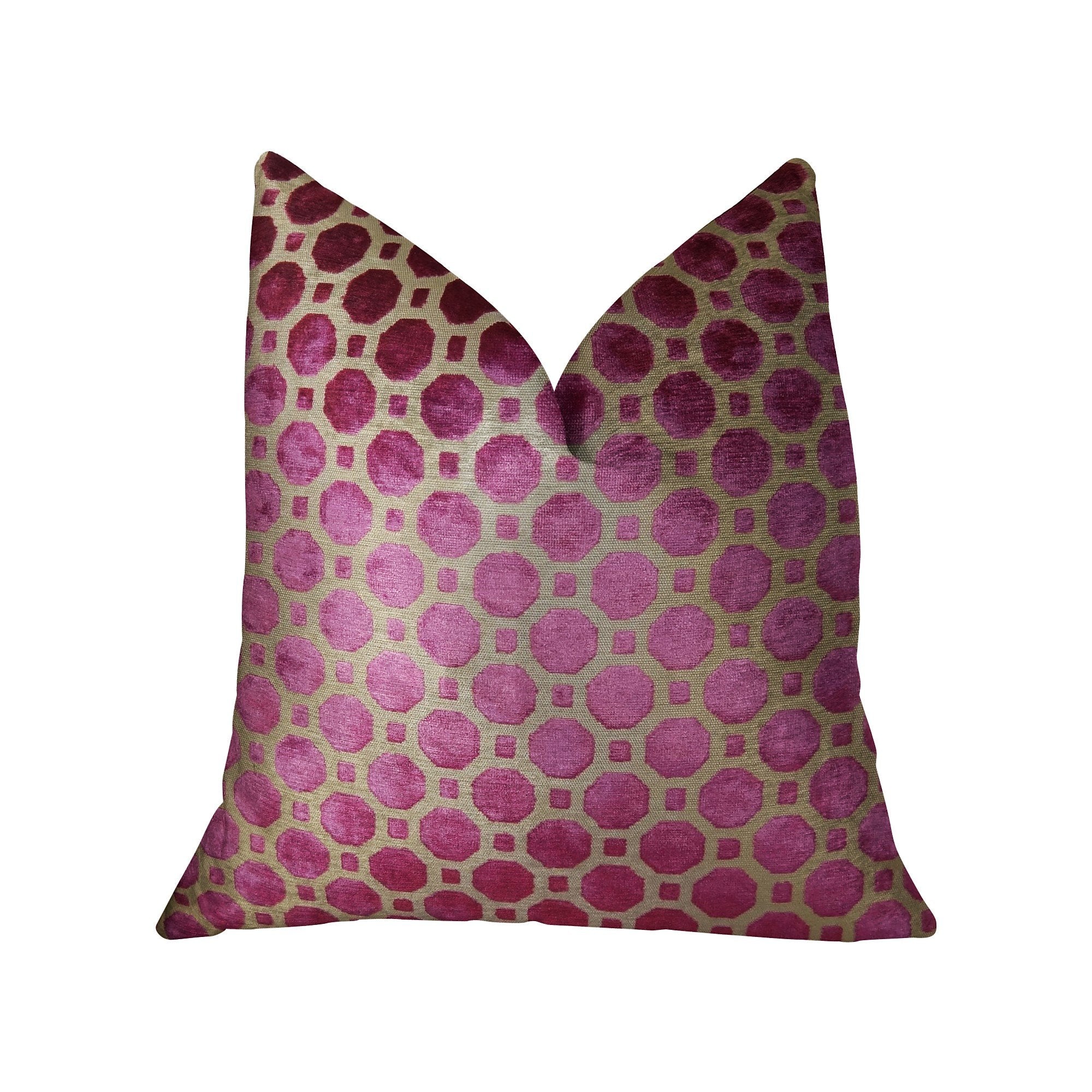Plutus Brands Plutus Velvet Geo Handmade Throw Pillow, 20 x 36 King, Magenta/Taupe
