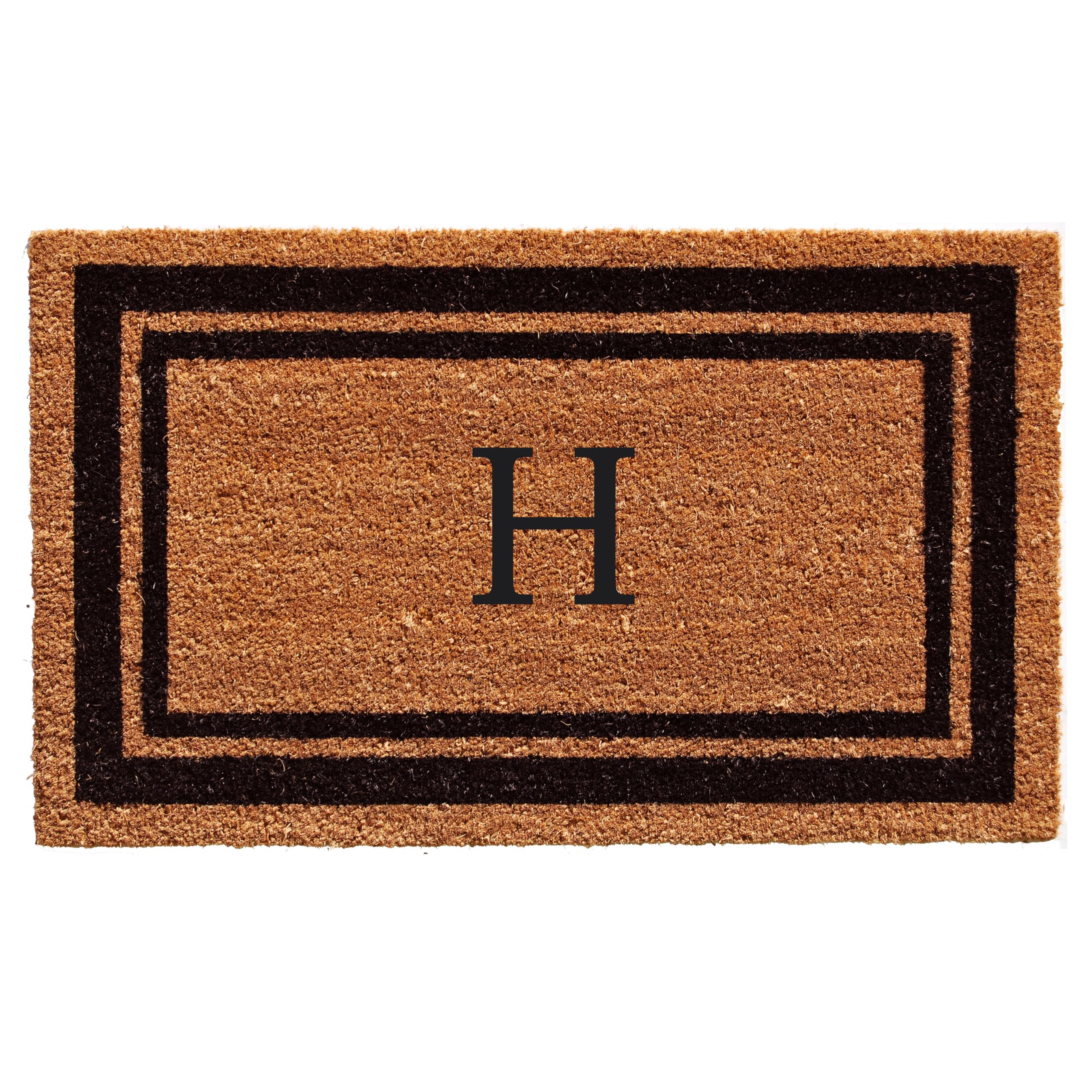 Calloway Mills 152961830H Black Border 18 x 30 Monogram Doormat, (Letter H)