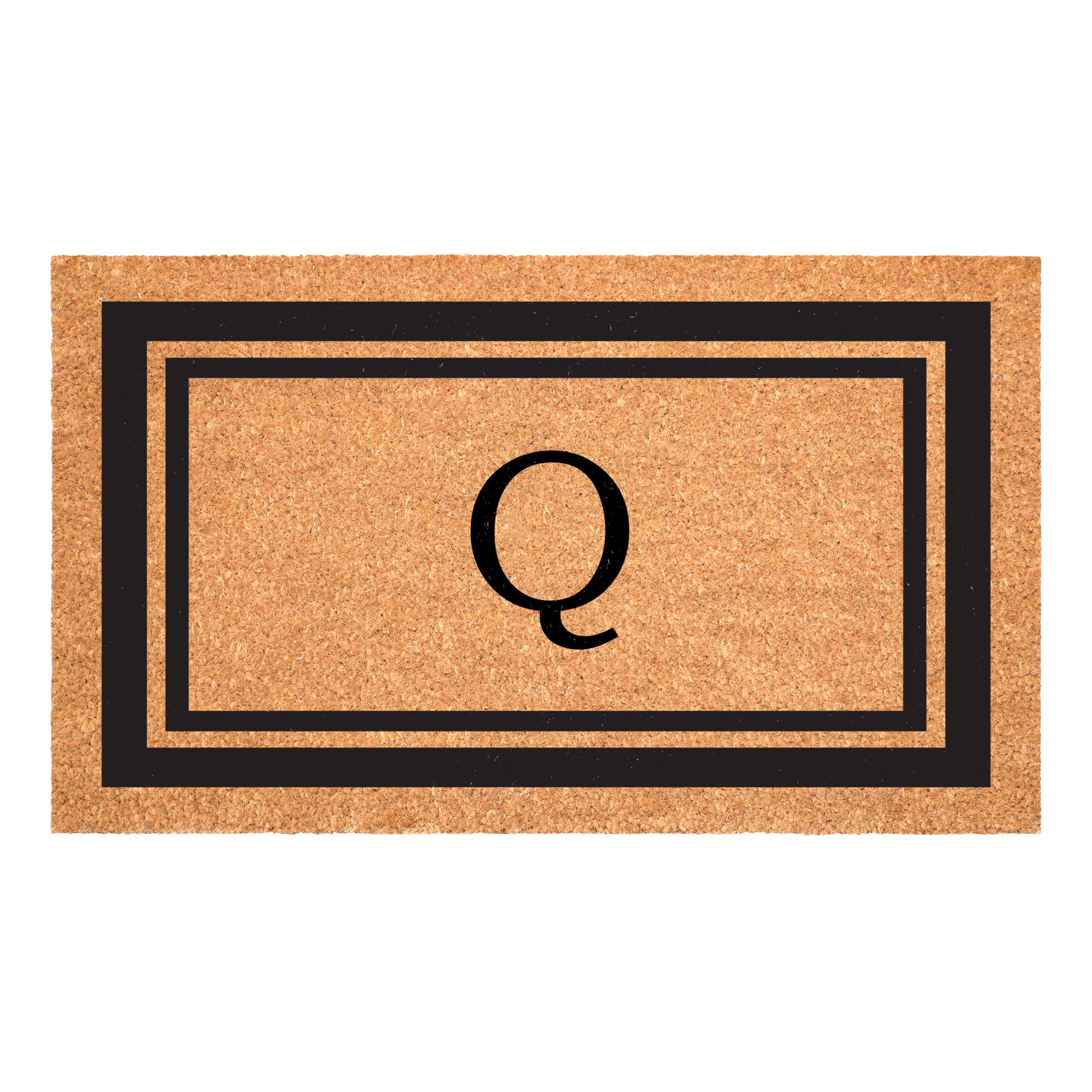 Calloway Mills 152962436Q Black Border 24 x 36 Monogram Doormat, (Letter Q)