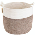 Goodpick Woven Laundry Basket, 15 x 14.2 Inches Cotton Rope Basket for Blankets, Soft Blanket Storage Baskets with Handles for L