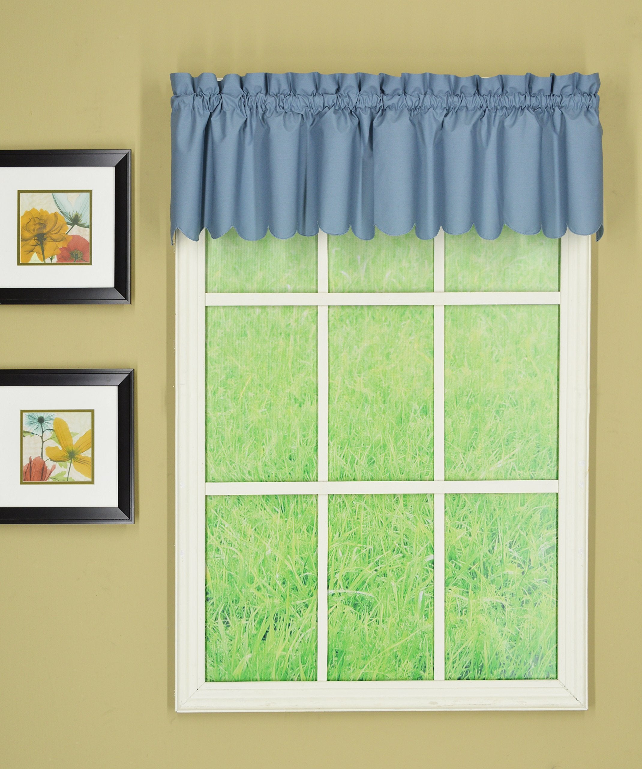 Todays Curtain, Orleans Scallop Curtain, Blue 12 Valance, Blue, 60 W x 12 L, Blue